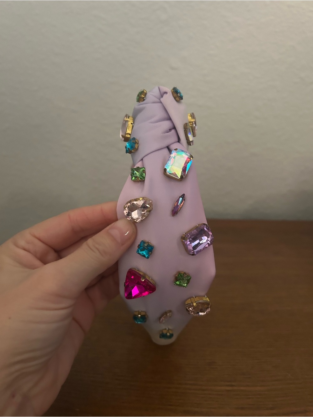 Lavender Jeweled Knot Headband – Embellished Crystal Accent